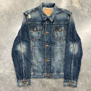 True Religion Blue Denim Jacket M Measurement Dark Wash